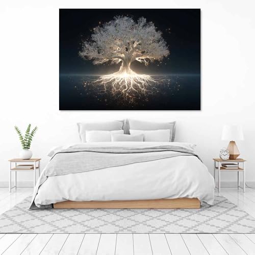 Impression Arbre de la vie cadeau idéal tableau blanc fleuri - 3