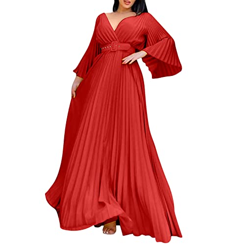 Robe de soirée grande taille col en V avec ceinture pour sculpter les formes en fête