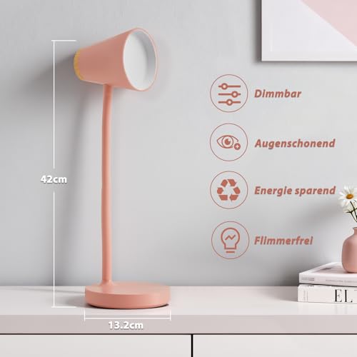 GyroVu Schreibtischlampe LED, Touch Tischlampe Dimmbar Augenschutz, Flexibler Gänsehals Desk Lamp für Kinder, Leselicht für Schlafzimmer, Nachttisch, Studierzimmer, Büros