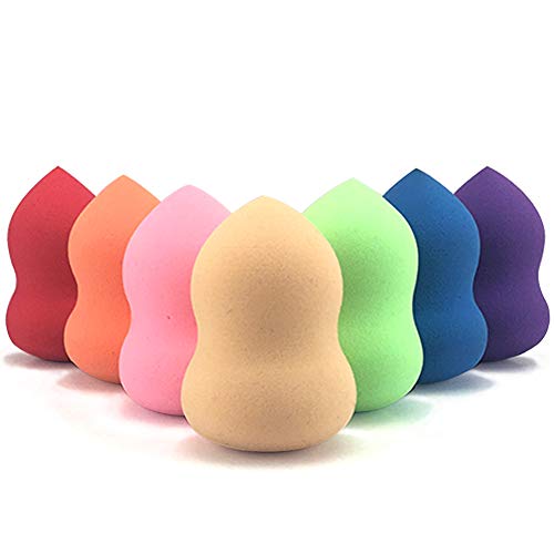 MEACOLIA 7 Pcs Makeup Blender Beauty Sponge Set Flawless Foundation Blending Sponge For Liquid Creams Powders Cosmetic Multi-Colored Gourd Shaped Makeup Sponge