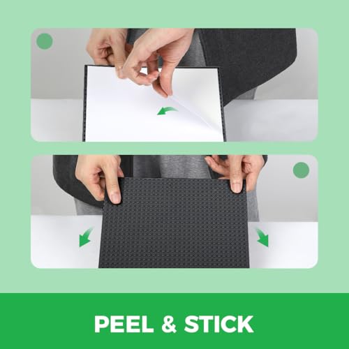 Image of Lekebaby 8 Pack Peel and Stick Building Base Plates, 10 inchx10 inch Classic Self-Adhesive Building Boards - 100% Compatible with All Major Brands of Toy Building Sets,Sturdy Stacking Play Table Top,Black