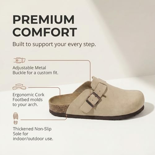 Image of EMMA NEW YORK Womens Clogs Mules Slip-On for Women with Arch Support Cork Footbed Potato Shoes