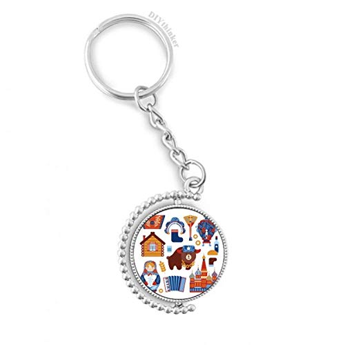 Llavero de símbolo ruso con diseño giratorio nacional para peregrinos