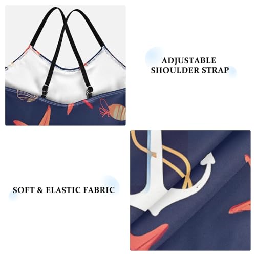 Anchor Shellfish Starfish Girls One Piece Swimsuits Summer Quick Dry Beach Bathing Suit4