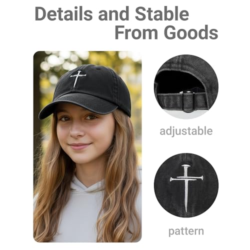 Image of Christian Hats for Men Women,Jesus 3 Nail Cross Hat Christian Religious Gifts for Birthday /Christmas