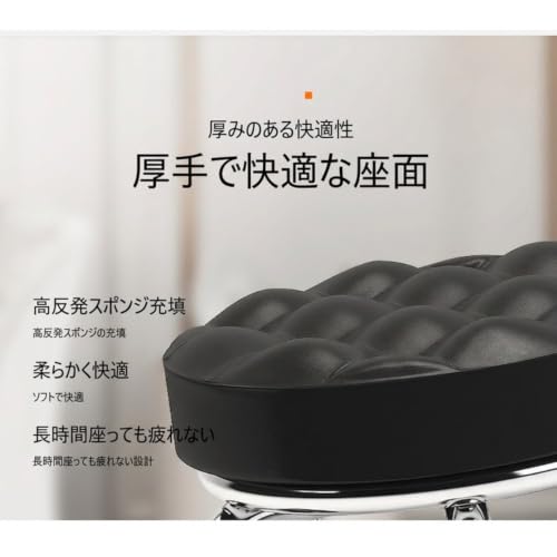 MLDY低床椅子 ロースツール リビングルームスツール 回転 キャスター付き 背もたれ付き 作業 自動車整備 室内移動 360°スイベル 疲れ軽減 車庫/店舗/家居対応 ブラック 金属 PU素材 (青い麻布製の背もたれ用ベアリングホイール) [4]