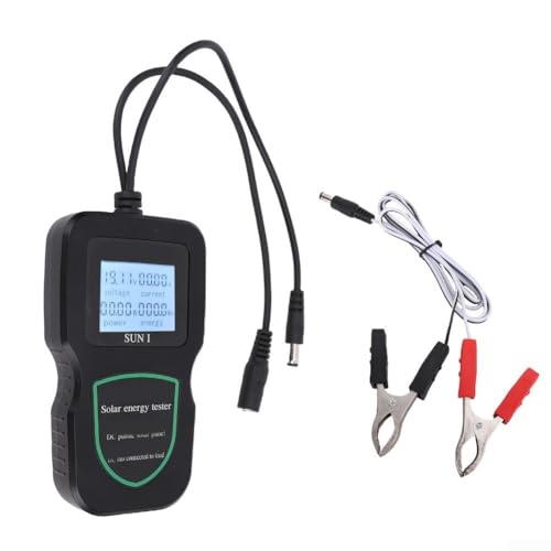 GLFLOW Probador de multímetro de panel solar con pantalla LCD para módulo fotovoltaico Medición de potencia de corriente de voltaje, negro (500 W)