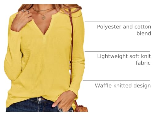 Image of Farktop Womens Long Sleeve Tops Henley V Neck Lightweight Pullover Sweaters
