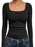 Soft Material: Crafted from a blend of 88% polyester and 12% spandex, this long-sleeve top is lightweight, ultra-soft, and highly stretchable. It offers a second-skin feel, making it an ideal layering piece or standalone top Y2K-Inspired Design: Feat...