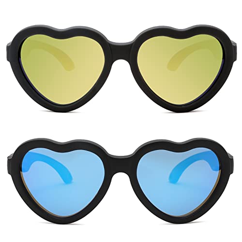 Image of Flexible Heart Shaped Baby Polarized Sunglasses with Strap Adjustable Toddler & Infant Age 0-24 Months