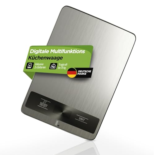 LUNARIA Digitale Küchenwaage 15 kg [PREMIUM] – hochpräzise...