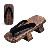 Pantoffeln Herren Damen, Herren Hausschuhe Offen Japanische HöLzerne Clogs Flip Flops Sandalen Japan Traditionelle Schuhe Geta Hausschuhe, Halloween KostüMe Passen ( Color : Black , Size : 44/46 EU )