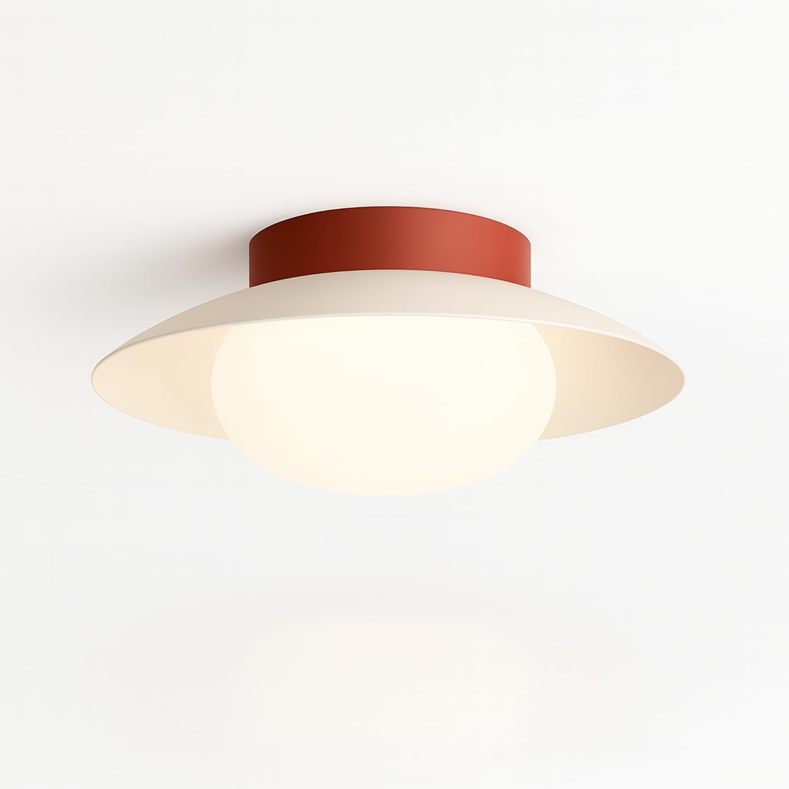 Red Modern Flush Mount Ceiling Light Fixture, Japanese Wabi Sabi Style Semi Flush Mount Ceiling Light, Close To Ceiling Light Fixtures For Bedroom, Living Room, Kitchen, Hallway, Entryway,35Cm,
