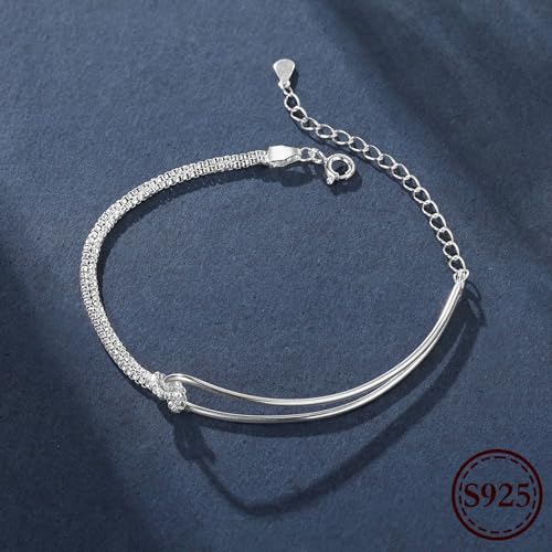 To My Daughter Bracelet,Mother Daughter Bracelet,Knot Bracelet for Women,S925 Sterling Silver Love Knot Bracelet for Daughter from Mom & Grandma,Double Layered Bracelets Gift for Birthday,Wedding,Chrismas，Anniversary2