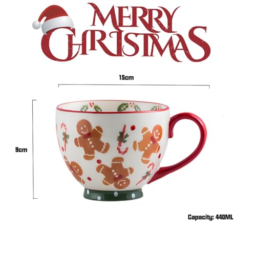 Taza de cerámica navideña con diseño de gingerbread 450 ml miniatura 7
