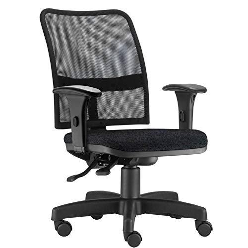 Cadeira de Escritório Executiva Soul Tela Mesh Ergonômica com braços N17 ABNT Tecido Preto- Frisokar