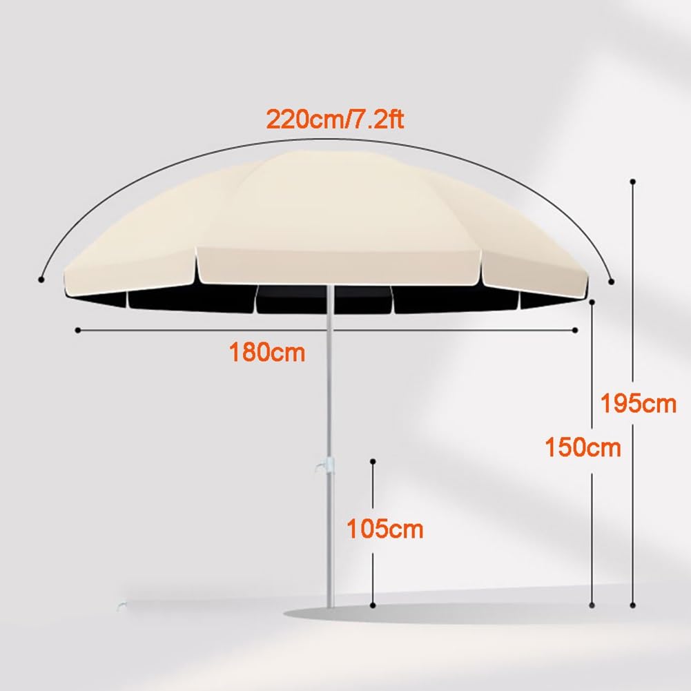 Sombrilla de patio al aire libre de 1.8/2.2/2.4/8 pies, redonda UPF50+, parasol para mesa de mercado, jardín, playa, piscina
