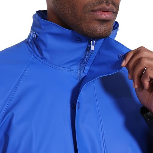 Image of Men's Workwear 3-Piece Waterproof PU Rain Suit Set | Hooded Jacket & Bib Pants, Sealed Seams, Storm Flap, Adjustable Suspenders, Flap Pockets, Outdoor Work, Fishing, Farming
