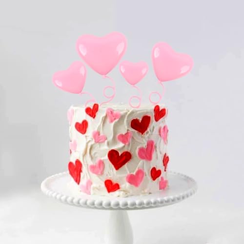 Blumomon 4 piezas Corazón Cake Topper Rosa Día de la Madre Cake Topper Picks Mixed Size Feliz Día de la Madre Decoración de Pastel Día de la Madre Boda Fiesta de Novia Decoración