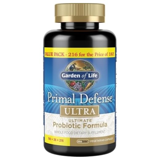 Garden of Life Whole Food Probiotic Supplement - Primal Defense Ultra Ultimate for Digestive and Gut Health, 216 Vegetarian Capsules