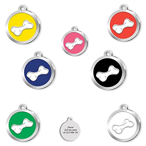 Bone Dog id Tag - Silver Plated Pet Tags - Silver Plated Dog Name Tag - Personalized Pet Tag - Customized Dog Cat Tag - ID Tag for Dog - Custom Dog Name Tag (Green)