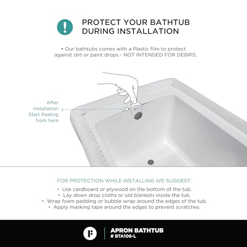 Fine Fixtures Acrylic, Fiberglass Alcove Soaking Bathtub with Integral Apron Front in Glossy White - Left Hand Drain, 48" x 32" by Fine Fixtures - Image 8