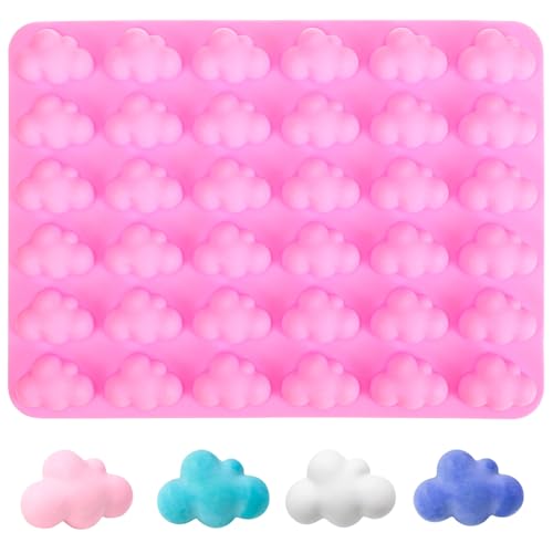 Kichvoe Silicone Cloud Mold: 3D Mousse Fondant Mould 36-Cavity Adorable Ice Cube Tray for Cookie, Candy, Jelly, Chocolate & Party Treats | 8.58' x 6.37'