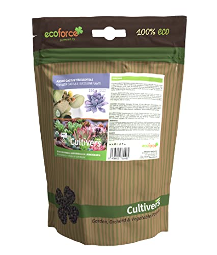 CULTIVERS Abono Cactus Plantas Crasas y Suculentas Ecológico de 250 g. Fertilizante de liberación Lenta. Origen 100% Orgánico y Vegano