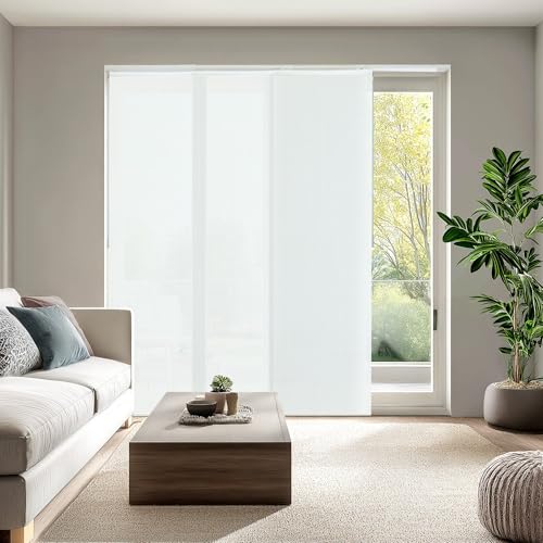 La Mejor Recopilación de Persianas Verticales Walmart , tabla con los diez mejores. 43 CHICOLOGY - Persianas corredizas Verticales de Vidrio para Puertas de Patio, Divisor de habitación, salón de Baile Blanco (filtrado de luz) Ancho 46-86 x Alto 0-96 Pulgadas