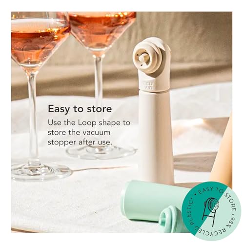Image of Vacu Vin Wine Saver Blister Vacuum Pump & Stopper | Reusable Wine Preservation System with Click‑Sound Pump & Universal Rubber Stopper (2, White)