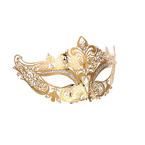 Image of Aqearl Masquerade Mask for Women Metal Mask Shiny Rhinestone Venetian Party Evening Prom Ball Mask Bar Costumes Accessory