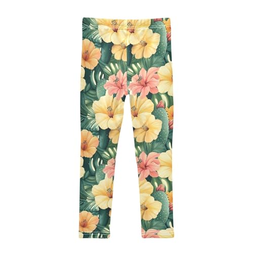 Girls Leggings Flower Cactus Tropical Soft Toddler Leggings for Girls Kids Pants Size 4T-10T2