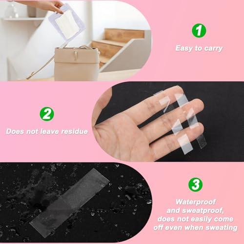 CARGEN Clothes Tape Double Sided Body Tape for Women Body Anti-Exposure Stickers for Clothes to Stay in Place, for Strapless Dresses, 100PCS, 75 x 12 mm / 3" x 0.47"4