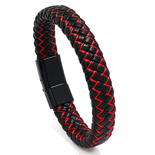 Bracelet en corde tressée noire et cuir le cadeau idéal avec sa boucle classique