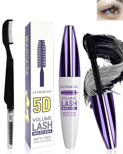 Image of 5D Black Silk Fiber Eyelashes Mascara Waterproof with Eyelash Comb Brush