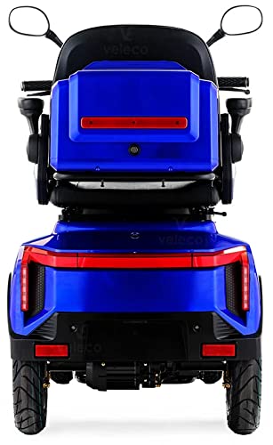VELECO GRAVIS - dispositivo de movilidad de 4 ruedas - batería de iones de litio extraíble - completamente ensamblado y listo para usar - iluminación LED completa - alarma (Azul)
