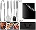 HautStore Ustensiles Barbecue Portable, 9 Kit Barbecue Outil de Barbecue en Acier Inoxydable 2 tapis barbecue pour Jardin Extérieur Randonnée et Ensemble doutils Grillade Idéal Cadeaux pour Homme