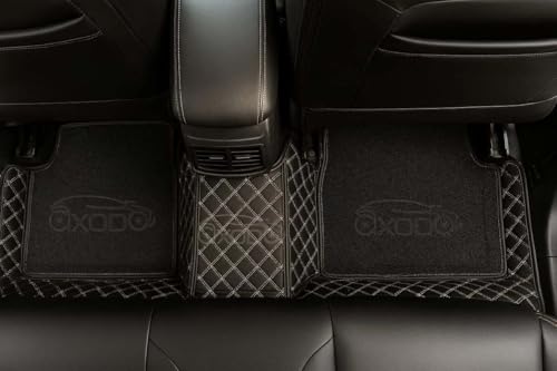 Image of 7D Car Floor Mat Full Set for Mahindra Thar 2021 | 7 Layer Protection Mats | Luxury Leather with Noodle /Curly Car Foot Mat with Healpad | Anti-Skid & Waterproof (Black)