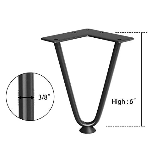 Image of JGS Iron Legs for Table of 4 Hairpin Legs for Furniture Office Metal Desk Legs Dining Table Legs Industry Work Set Table Height Extender Metal Legs for Cabinet & Coffee Table (Black-6 Inch)