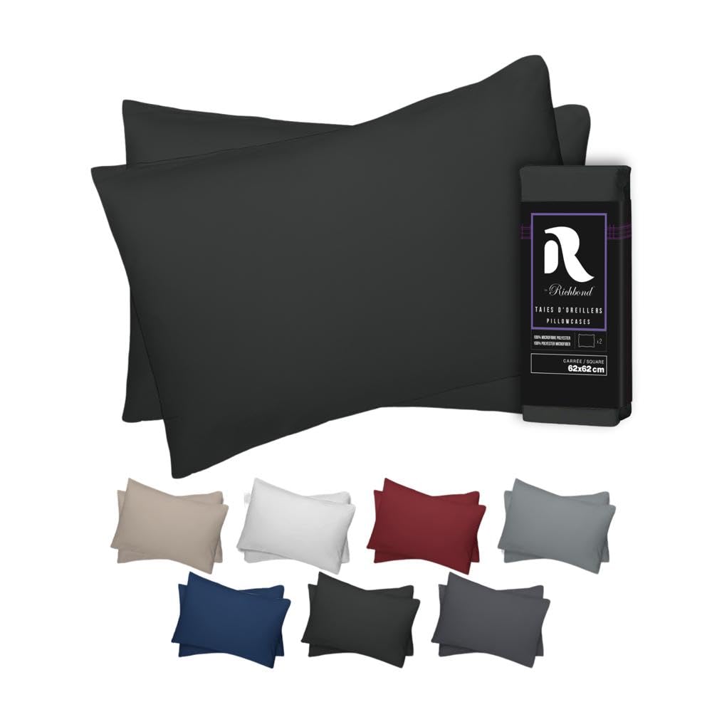 Lot De 2 Taies D'Oreiller Richbond 70x50cm - Microfibre 90gr Douce | Anti-Acarien, Anti-Bactérien | Beige Clair