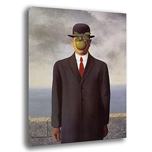 Quadro RENè MAGRITTE Mela - RIPRODUZIONE STAMPA SU TELA Quadri Moderni Moderno Arte Astratto Cucina Soggiorno Camera da letto printerland.it (50x70)
