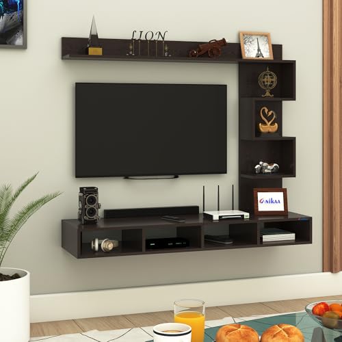 Image of Anikaa Laura Engineered Wood Wall Mount TV Unit /TV Stand /TV Cabinet /TV Entertainment Unit /Set Top Box Stand (Ideal for 43 Inch) (D.I.Y) (Wenge)