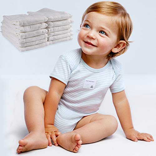 Prefold Cloth Diapers, Fasoar 3 Ply Baby Washable Cotton Diapers Covers For Babies To Toddlers Multi-Use (10-35 Lbs) Count(12) #TOP6