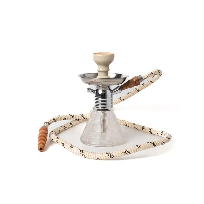 Image of AL-Sheesh Petite Glass Hookah | Designer Alumunium 9 inch Inch Glass, Iron Hookah Set For Heavy Smoke | Perfect for Party (Crystal White)