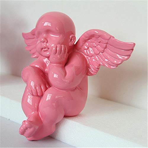 Statue ange résine rose 16*21cm pour habiller un mur vide sans encombrer l'espace
