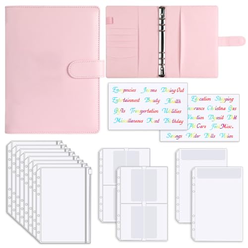 Classeur A5 zippé en cuir PU rose macaron pour carnet de notes
