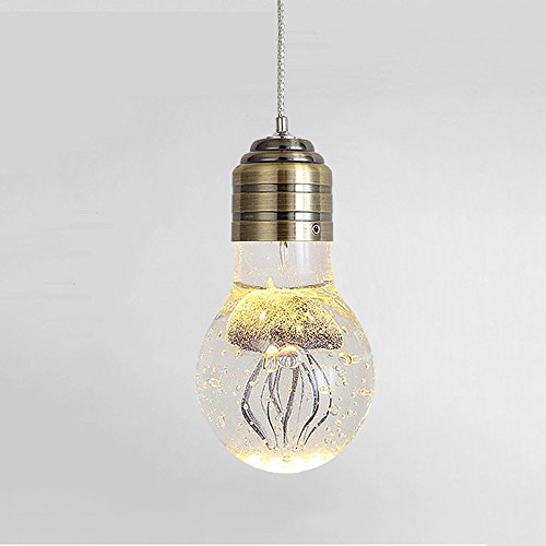 Preisvergleich Produktbild HOMEE Kronleuchter-Modern Nordic Edelstahl K9 Kristall Pendelleuchten Restaurant Kronleuchter Kreative Wohnzimmer Bar Shop Dekorative Deckenleuchte (Single) Kupfer Silber,Kupfer-weißes Licht