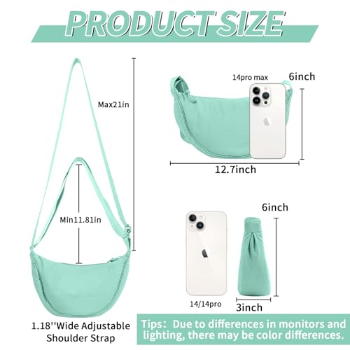 Image of Nylon Crescent Crossbody Bag for Women Purses Trendy Men,Small Travel Sling Bag Hobo