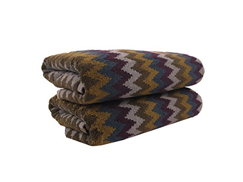 David Bromstad Bath Towel, 27 by 54-Inch, Chevron Blue, 2-Pack