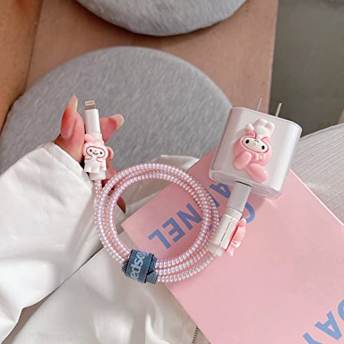 Image of DIY Cable Protector Charger Wire Saver - Data Cable 18W /20W USB-C Charger Line Protector-Compatible with iPhone 14 13 12 11 Pro Max (Pink Cat)
